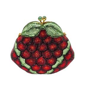 Judith Leiber Red and Green Crystal Clutch
